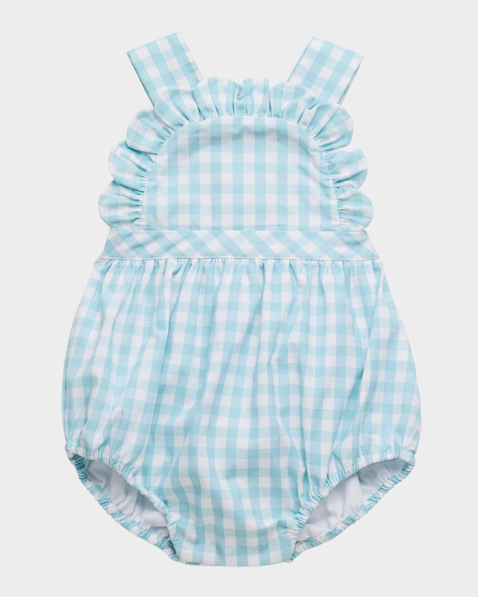 Girl's Ruffle Gingham-Print Bubble Romper, Size 6M-18